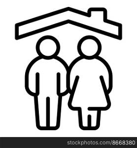 Family self isolation icon outline vector. Home coronavirus. House corona. Family self isolation icon outline vector. Home coronavirus