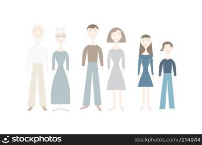 Family set. Stylized people flat design son daughter mom dad grandmother grandfather stock vector illustration
