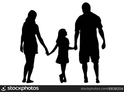 family silhouette isolated on white