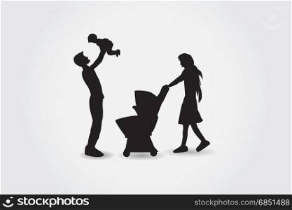 family silhouettes have fun vector