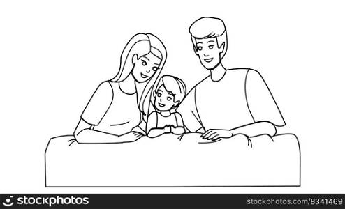 family smiling line pencil drawing vector. happy fun, man father, woman mother, together joy, love child, young portrait family smiling character. people Illustration. family smiling vector