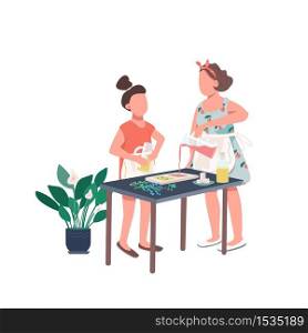 Family soap making flat color vector faceless character. Mother and daughter make DIY recipe. Workshop on craft. Creative hobby isolated cartoon illustration for web graphic design and animation. Family soap making flat color vector faceless character