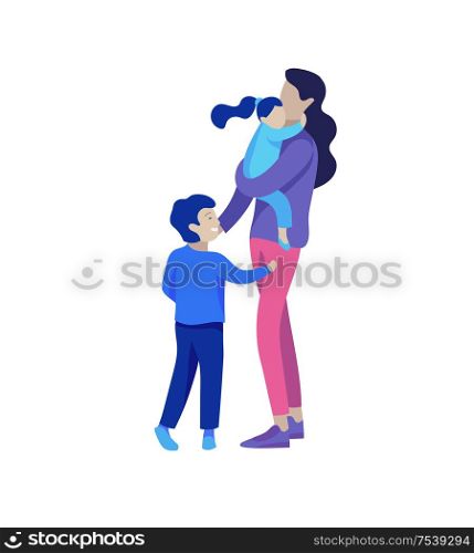 Family spend time together, happy parents with children. Vector people character. Colorful flat concept illustration.. Family spend time together, happy parents with children. Vector people character
