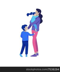 Family spend time together, happy parents with children. Vector people character. Colorful flat concept illustration.. Family spend time together, happy parents with children. Vector people character