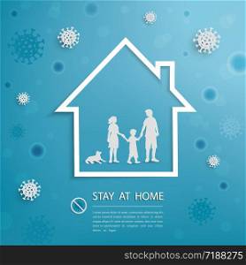 Family stay at home during outbreak of covid-19 coronavirus,for advertising,banner,template or background,vector illustration