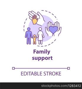 Family support concept icon. Parental care. Relatives backing. Family unity, protection, help idea thin line illustration. Vector isolated outline RGB color drawing. Editable stroke