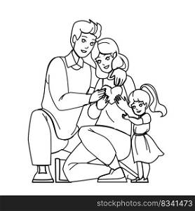 family support line pencil drawing vector. care help, love together, happy health, children charity, paper adult, mental family support character. people Illustration. family support vector