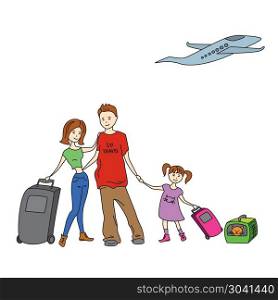 Family travel design on white background. Family travel design on white background, vector illustration. Family travel design on white background