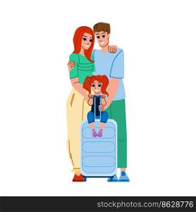 family travel vector. vacation child, together mother, father fun, man happy, holiday summer, woman kid, lifestyle young, daughter family travel character. people flat cartoon illustration. family travel vector