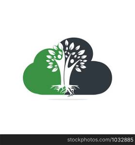 Family Tree And Roots Cloud Shape Logo Design. Family Tree Symbol Icon Logo Design