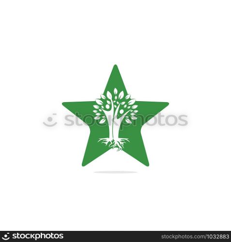 Family Tree And Roots Star Shape Logo Design. Family Tree Symbol Icon Logo Design