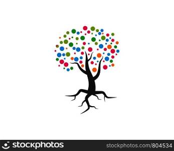 family tree logo template vector illustration