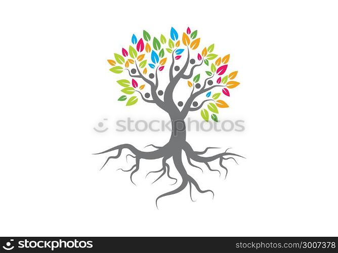 family tree logo vector template