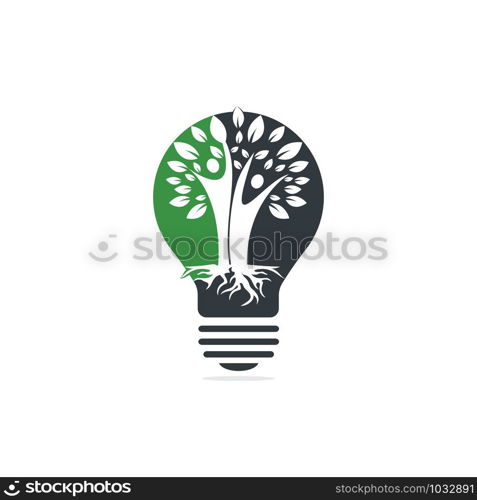 Family Tree Roots And Light bulb Icon Logo Design. Family Tree And Light bulb Symbol Icon Logo Design.