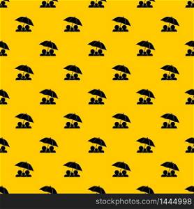 Family under umbrella pattern seamless vector repeat geometric yellow for any design. Family under umbrella pattern vector