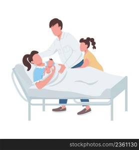 Family welcoming new baby semi flat color vector characters. Full body people on white. Congratulations on new family member simple cartoon style illustration for web graphic design and animation. Family welcoming new baby semi flat color vector characters