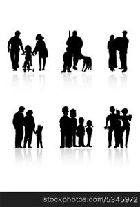 Family2. Silhouettes of family of black colour. A vector illustration