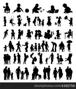 Family5. Silhouettes of a family and children it is black colours. A vector illustration