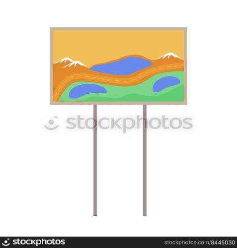 Famous drawing display stand semi flat color vector object. Landscape painting. Scenery artwork. Full sized item on white. Simple cartoon style illustration for web graphic design and animation. Famous drawing display stand semi flat color vector object
