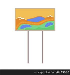 Famous drawing display stand semi flat color vector object. Landscape painting. Scenery artwork. Full sized item on white. Simple cartoon style illustration for web graphic design and animation. Famous drawing display stand semi flat color vector object