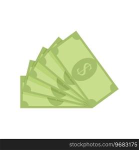 Fan banknote dollar. Cash bill note, banking paper, green dollar currency, vector stack banknote, pay wage banknotes illustration. Money fan salary, heap fanned american dollars. Fan banknote dollar