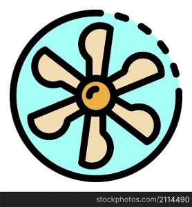 Fan blades in a circle icon. Outline fan blades in a circle vector icon color flat isolated. Fan blades in a circle icon color outline vector