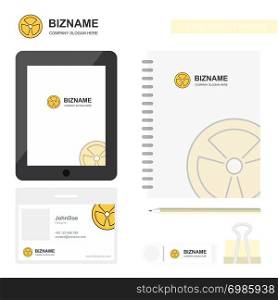 Fan Business Logo, Tab App, Diary PVC Employee Card and USB Brand Stationary Package Design Vector Template