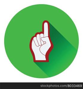 Fan foam hand with number one gesture icon. Flat color design. Vector illustration.