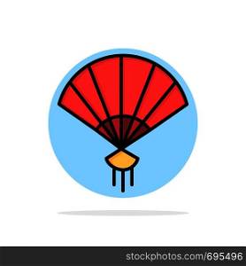 Fan, Hand, China, Chinese Abstract Circle Background Flat color Icon