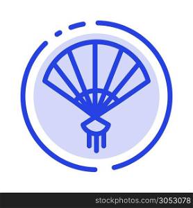 Fan, Hand, China, Chinese Blue Dotted Line Line Icon