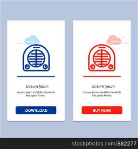 Fan, Heater, Heating, Home Blue and Red Download and Buy Now web Widget Card Template