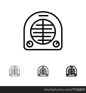 Fan, Heater, Heating, Home Bold and thin black line icon set