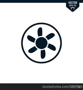 Fan icon collection in glyph style, solid color vector