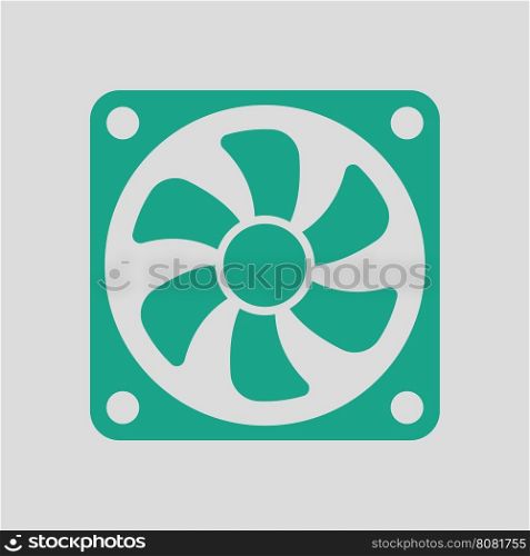 Fan icon. Gray background with green. Vector illustration.