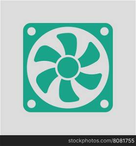 Fan icon. Gray background with green. Vector illustration.