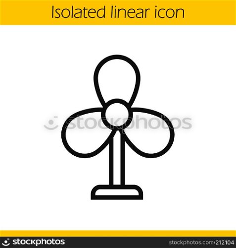 Fan linear icon. Thin line illustration. Ventilator contour symbol. Vector isolated outline drawing. Fan linear icon