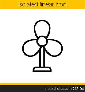 Fan linear icon. Thin line illustration. Ventilator contour symbol. Vector isolated outline drawing. Fan linear icon