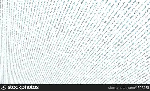 Fan of numbers isolated on a white background. Lines of numbers in different shades and sizes. Vector EPS 10.