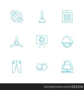 fan , shopping bag , trouser , pump ,hardware , tools ,labour , constructions , icon, vector, design, flat, collection, style, creative, icons , electronics ,