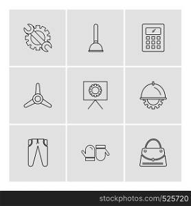 fan , shopping bag , trouser , pump ,hardware , tools ,labour , constructions , icon, vector, design, flat, collection, style, creative, icons , electronics ,