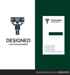 Fan, Sport, Support, Supporter Grey Logo Design and Business Card Template