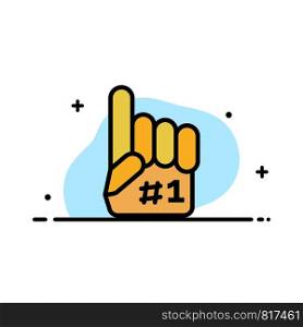 Fanatic, Finger, Foam, Sport Business Flat Line Filled Icon Vector Banner Template