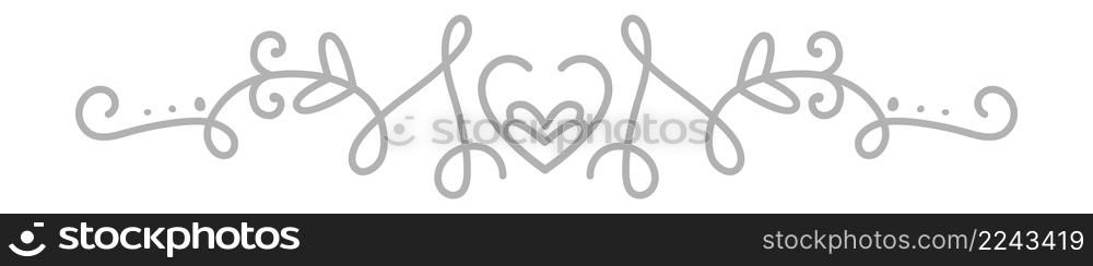 Fancy header with heart symbol. Decorative wedding ornament. Vector illustration. Fancy header with heart symbol. Decorative wedding ornament