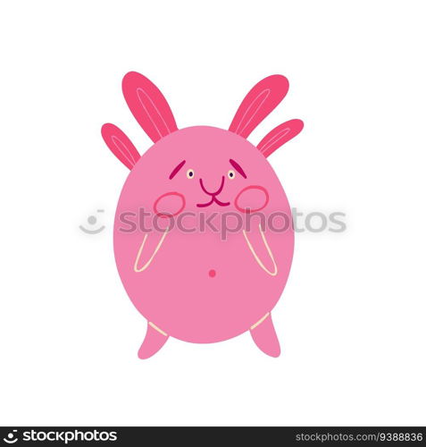 Fancy pink monster with cute face. Illustration in a modern childish hand-drawn style. Fancy pink monster with cute face.