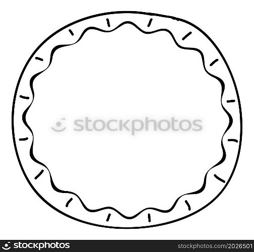 Fancy round frame in hand drawn doodle style isolated on white background. Fancy round frame in hand drawn doodle style