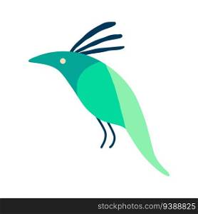 Fancy weird green bird. A bizarre fairy-tale firebird, Illustration in modern childish hand drawn style. Fancy weird green bird. A bizarre fairy-tale firebird