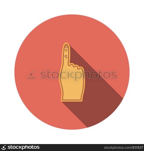 Fans Foam Finger Icon. Flat Circle Stencil Design With Long Shadow. Vector Illustration.