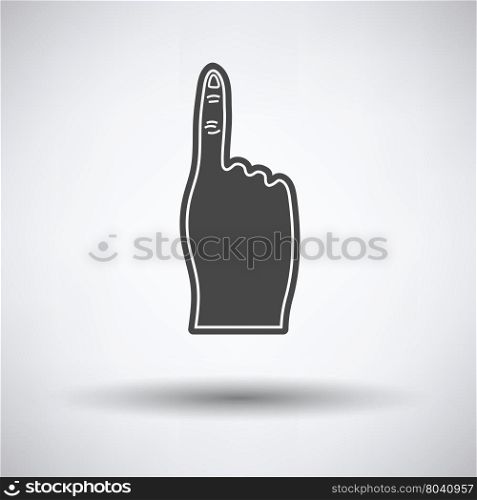 Fans foam finger icon on gray background, round shadow. Vector illustration.