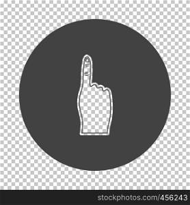 Fans foam finger icon. Subtract stencil design on tranparency grid. Vector illustration.