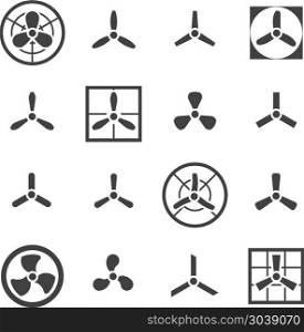 Fans, propellers vector icons set. Fans, propellers vector icons set. Ventilator and electric cooler with blade illustration